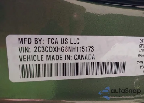 2022 Dodge Charger Gt Rwd из США, поврежденный, VIN 2C3CDXHG8NH115173